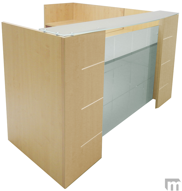 12 Maple Veneer Reception Desk With Glass Top Free Freight